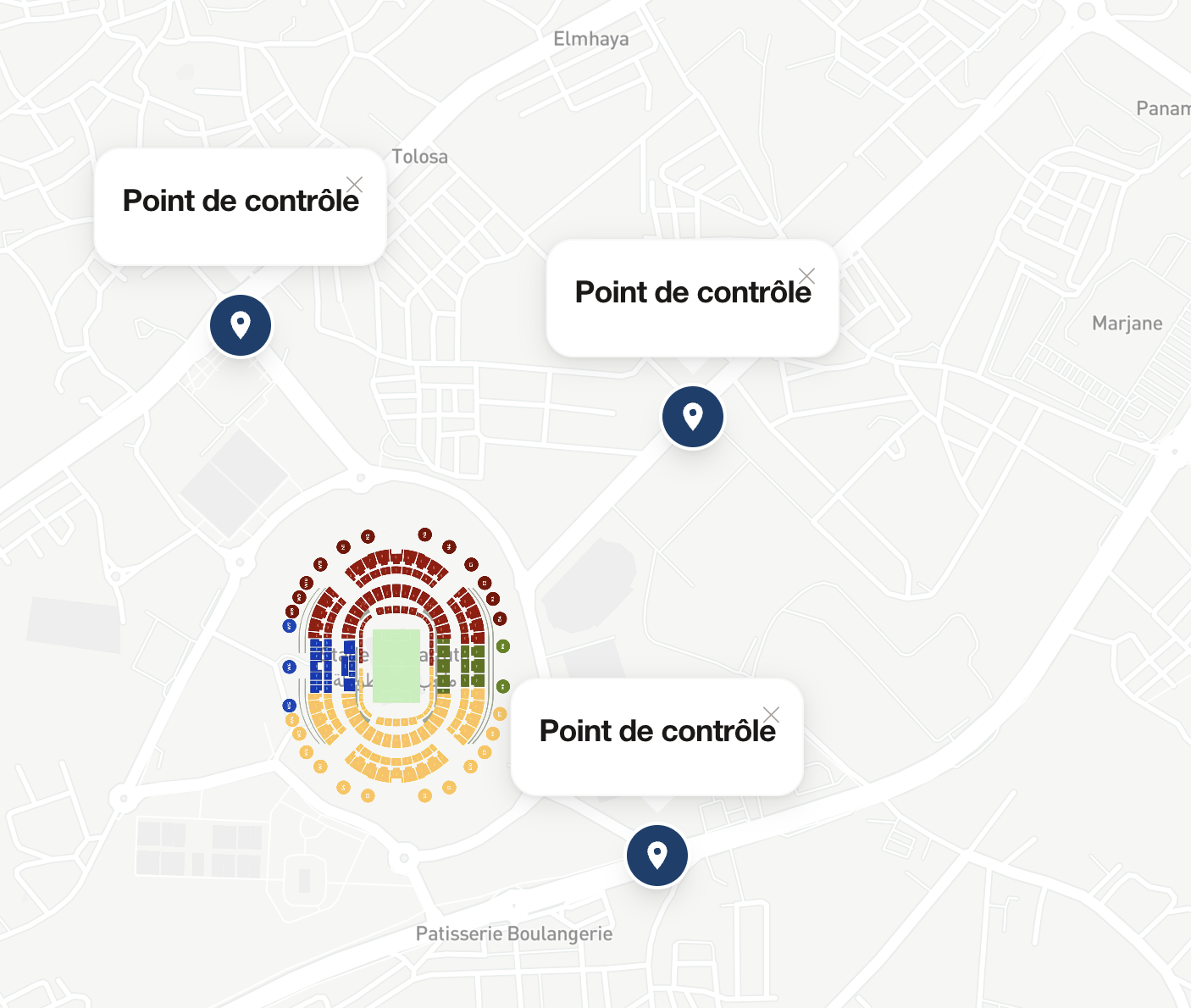 Points d'accès au stade